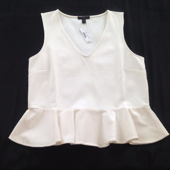 💲SALE💲 HP! NWT J.Crew Ivory White Peplum Sleeveless V Neck Blouse Sz M - Picture 4 of 4